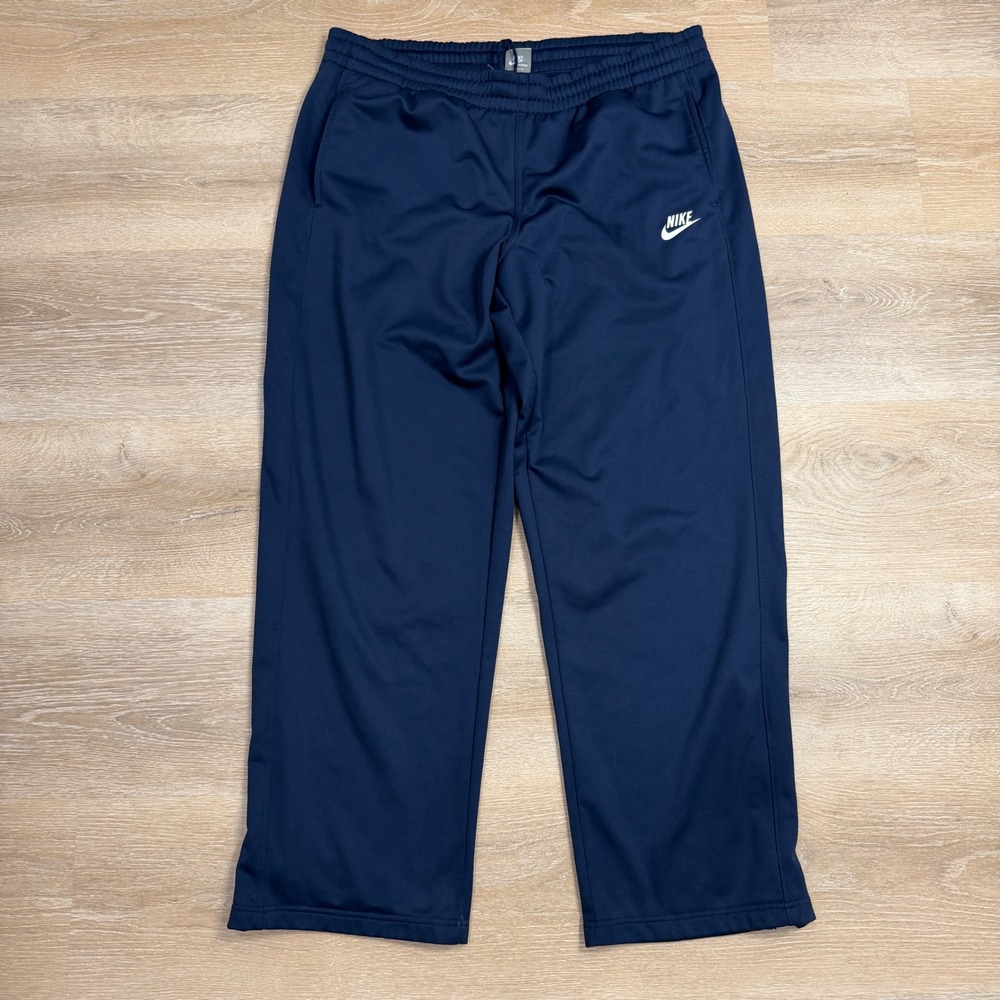 Nike Sportswear Mens XL Track Pants Navy Blue Straight Leg Zipper Hem Swoosh